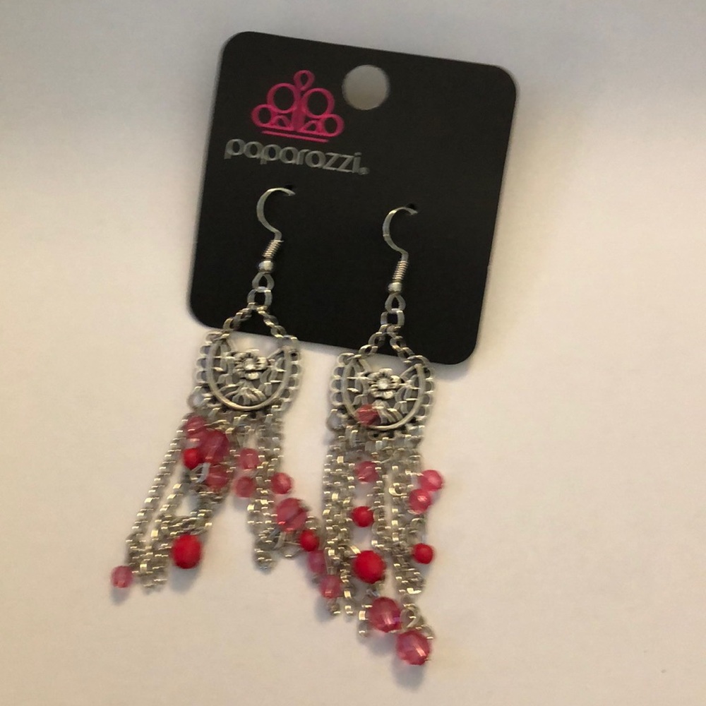 Silver earrings with pink stones